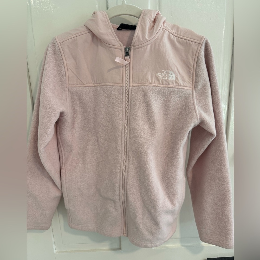 The North Face kids zip up fleece jacket; pink size 14/16